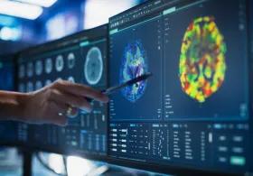 Person looking at body scan pointing