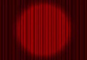 Spotlight shining on red stage curtains