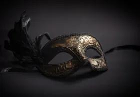 Theatrical eye mask with feather