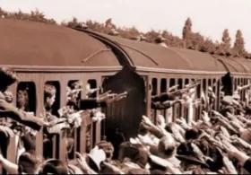 The departure of Danish volunteers of the Free Corps Denmark (Frikorps Danmark) from Hellerup Station in Copenhagen, Denmark, in 1941