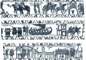 The Bayeux Tapestry is 70 metres long and 50 centimetres tall that depicts the events leading up to the Norman Conquest of England in 1066, led by William, Duke of Normandy challenging Harold II, King of England, and culminating in the Battle of Hasting.