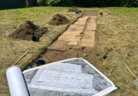 A map on top of an archaeological dig. 