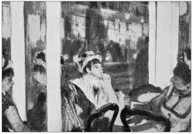 Antique illustration: Painting, Au Café by Degas