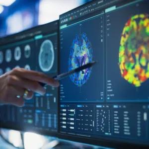 Person looking at body scan pointing