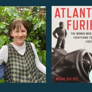 Event creative with Midge and her book cover