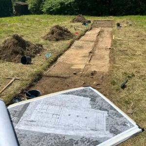 A map on top of an archaeological dig. 