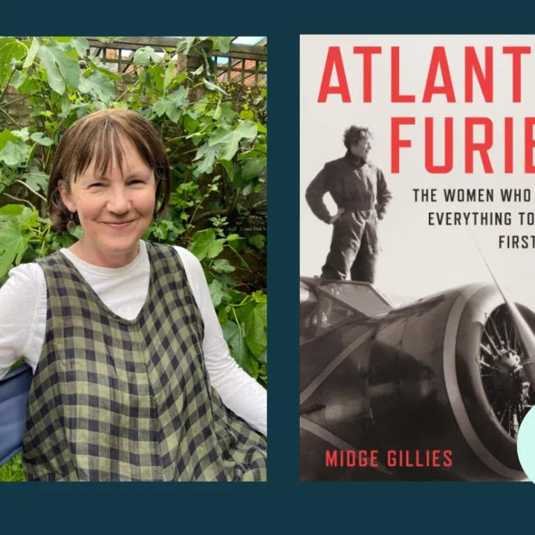 Event creative with Midge and her book cover