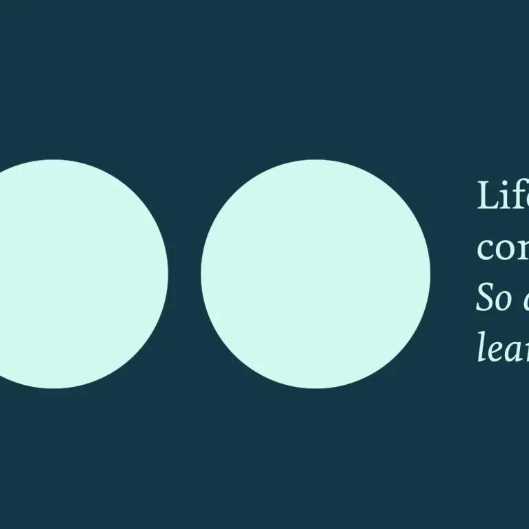 Cambridge blue background containing our logo and light blue ellipses.