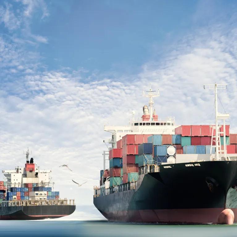 Two container ships at sea