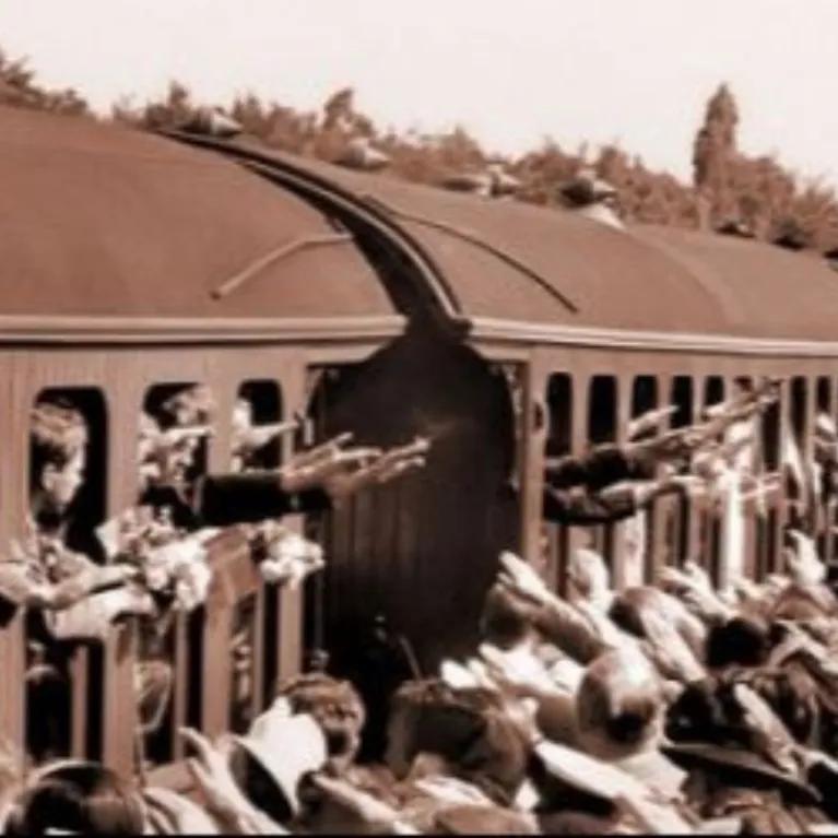 The departure of Danish volunteers of the Free Corps Denmark (Frikorps Danmark) from Hellerup Station in Copenhagen, Denmark, in 1941