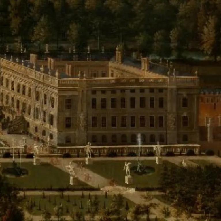 landscape painting, of Chatsworth House.