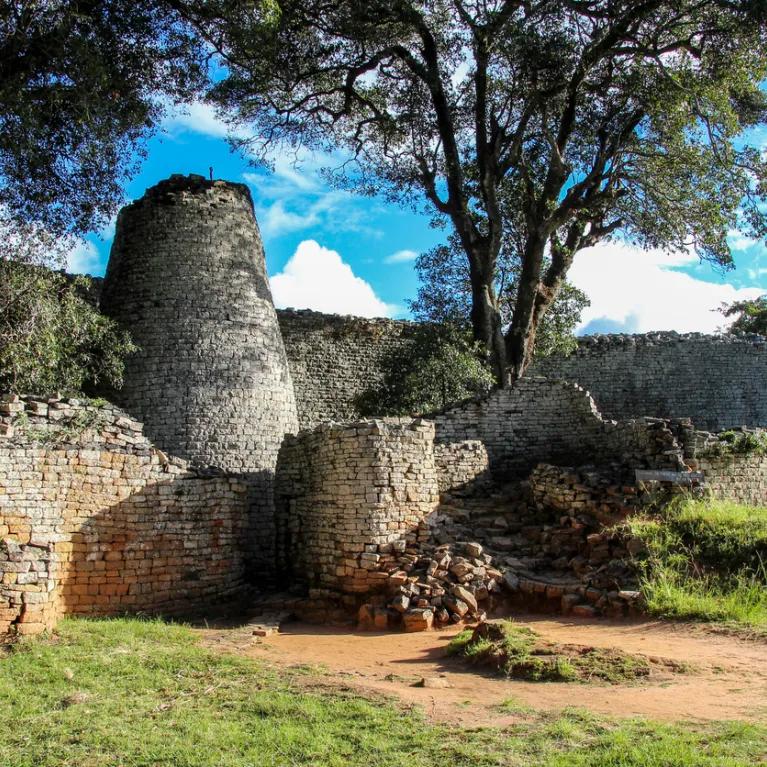 Great Zimbabwe is a medieval city in the south-eastern hills of Zimbabwe near Lake Mutirikwe and the town of Masvingo.