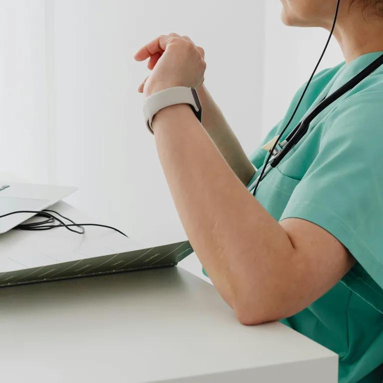 A Female Doctor Having a Video Call