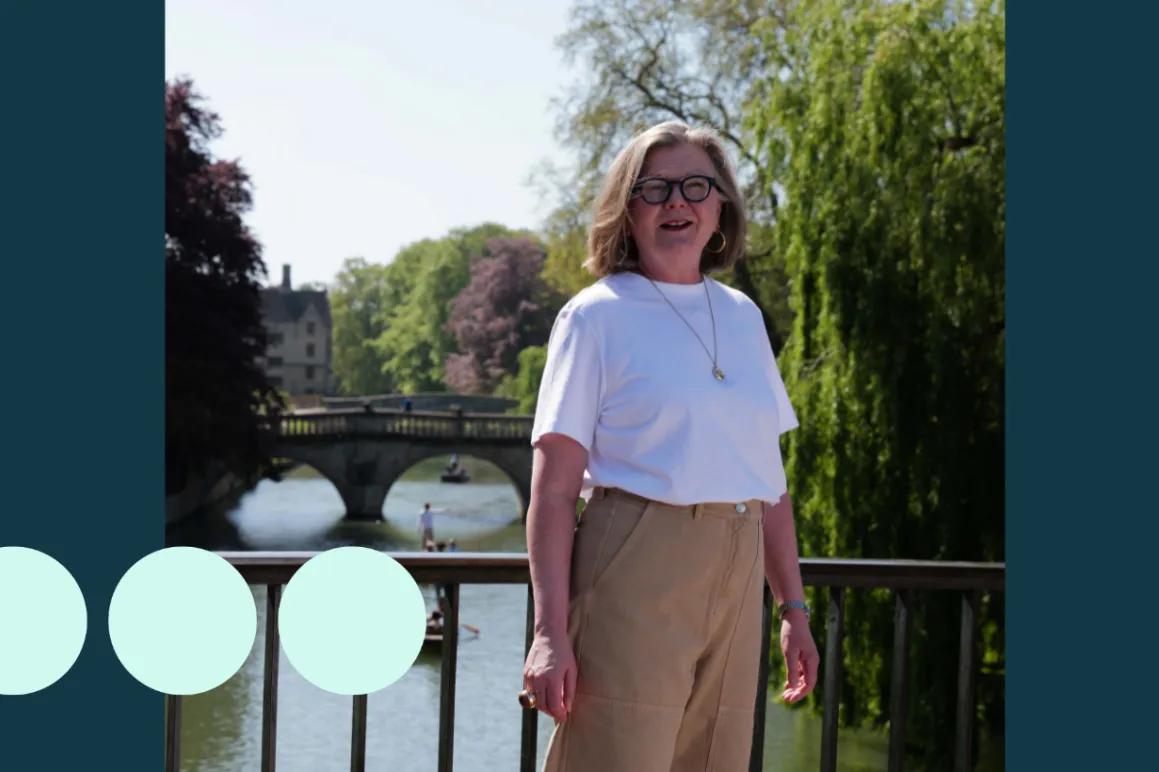Woman stood on Cambridge bridge 